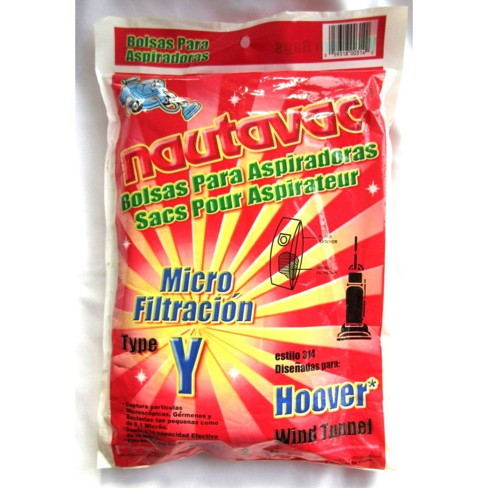 Hoover Wind Tunnel vacuum Bags Nautavac Style 314 Type Y Micro Filtration New